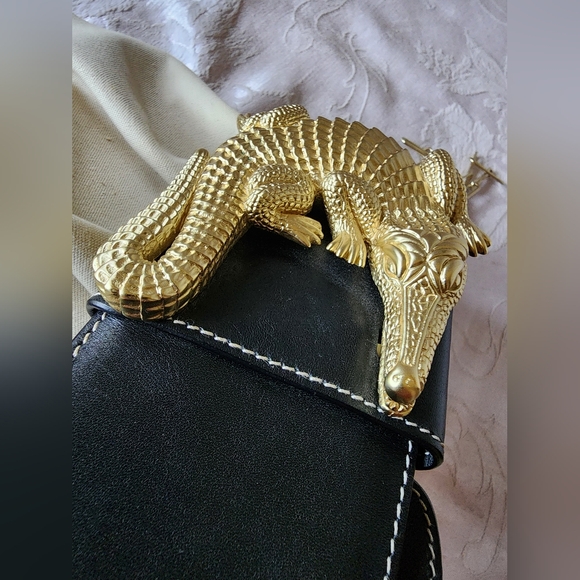 Barry Kieselstein-Cord Vintage Shoulder Bag with Alligator Accent, EUC - Picture 12 of 16